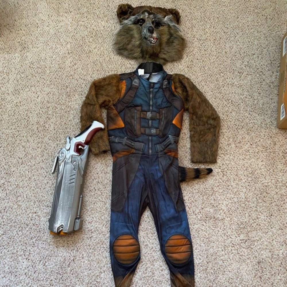 Rocket Racoon Guardians of the Galaxy Kids Large Costume Mask Weapon Cosplay